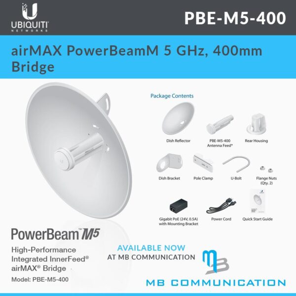 Power Beam Sample صحن هوائي Ubiquiti airMAX PowerBeam M5 400 (PBE-M5-400) - متجر كيوتك