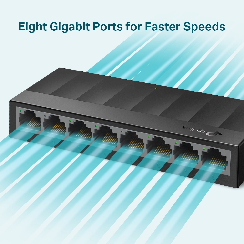 سويتش (موزع شبكة) TP-Link LS1008G – محول شبكة مكتبي بـ 8 منافذ Gigabit - الصورة 4