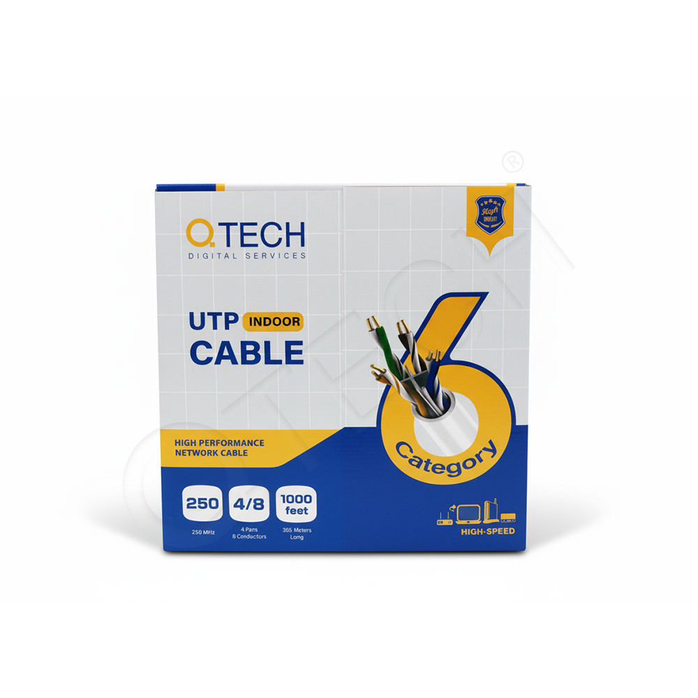كابل شبكة CAT6 احترافي – Q Tech | طول 305 متر - الصورة 5