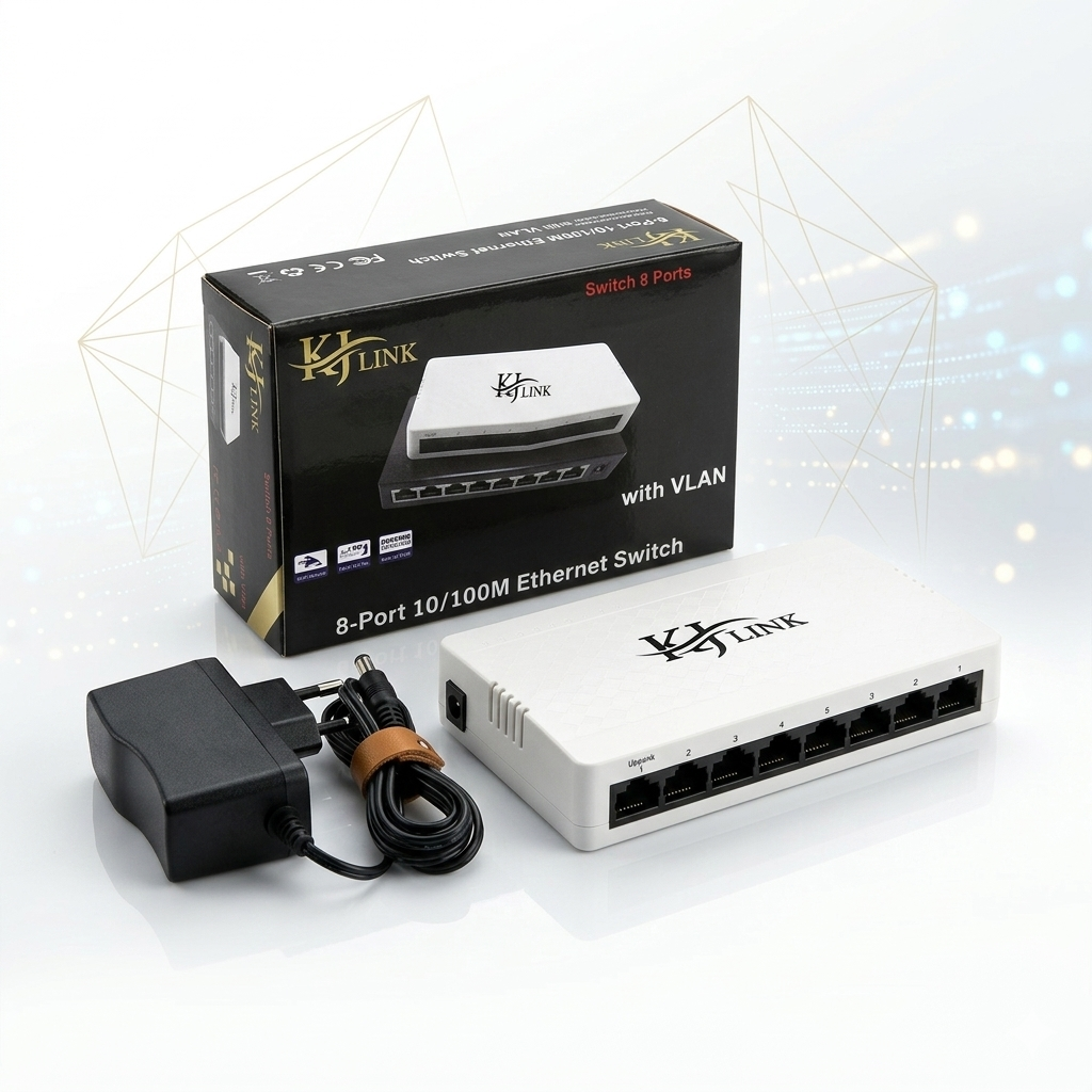 سويتش (موزع شبكة) KJ-LINK – 8 Port 10/100M Ethernet Switch