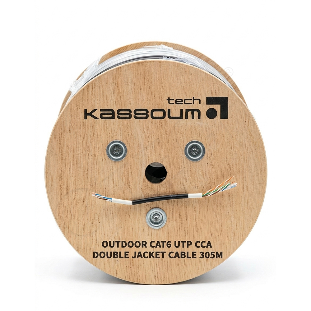 كابل شبكة CAT6 UTP Double Jacket خارجي – 305 متر | Kassoum Tech