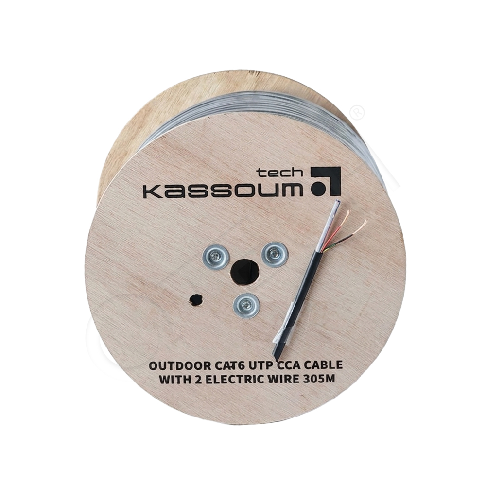 كابل شبكة CAT6 UTP مع سلك كهرباء مدمج – 305 متر | Kassoum Tech