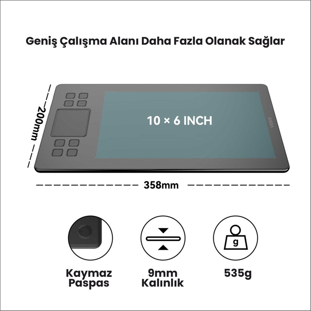 VEIKK A50 – لوح رسم رقمي احترافي بدقة 8192 مستوى في سوريا - الصورة 2
