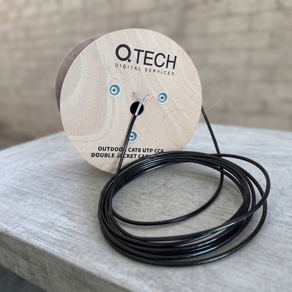 كبل كيوتك شبكة خارجي دبل جاكيت عالي الجودة Q.TECH Outdoor CAT6 UTP CCA - الصورة 3