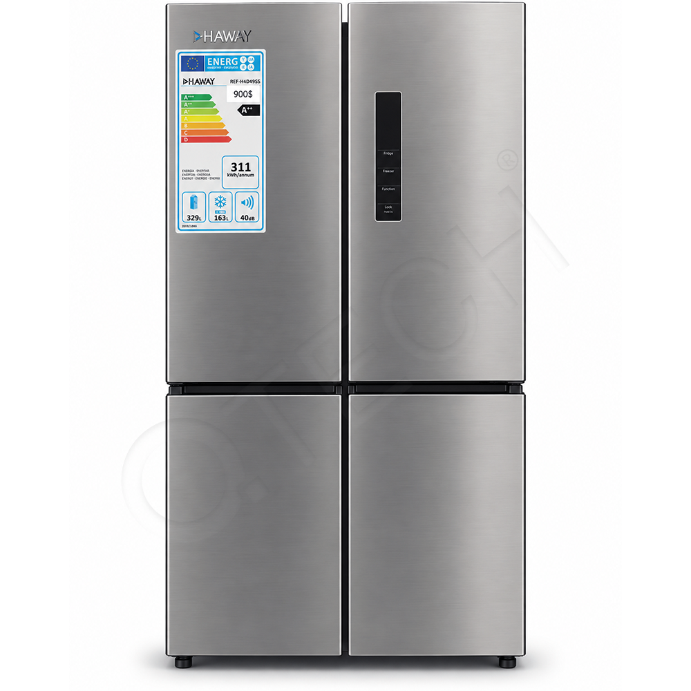ثلاجة HAWAY REF-H4D49SS – سعة 492 لتر – ++No Frost – A