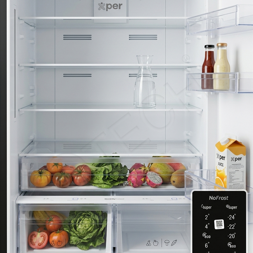 براد XPER DXG94 بفريزر سفلي 24 قدم مكعب Dark Inox Bottom Freezer Refrigerator - الصورة 4